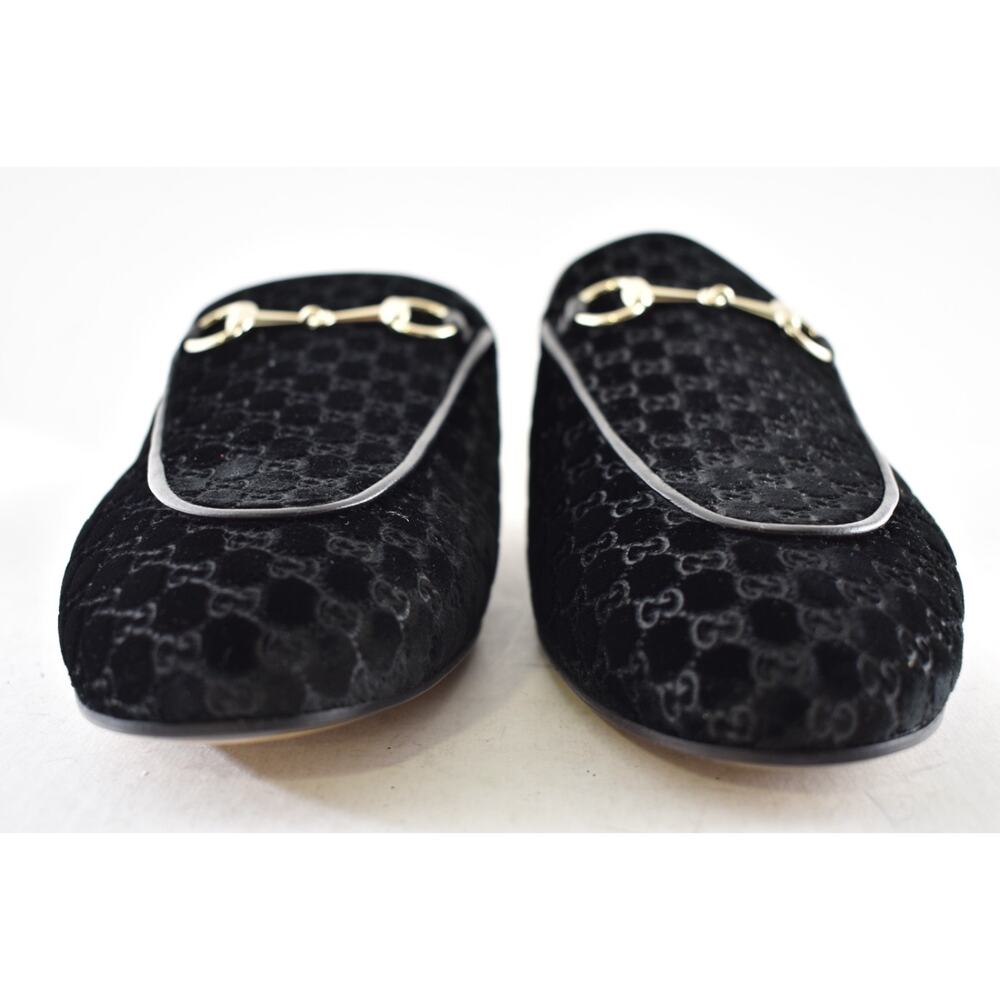 Gucci Princetown Velvet GG Logo Black Backless Slide Loafer Mule Slipper Flat 41 - Picture 12 of 16